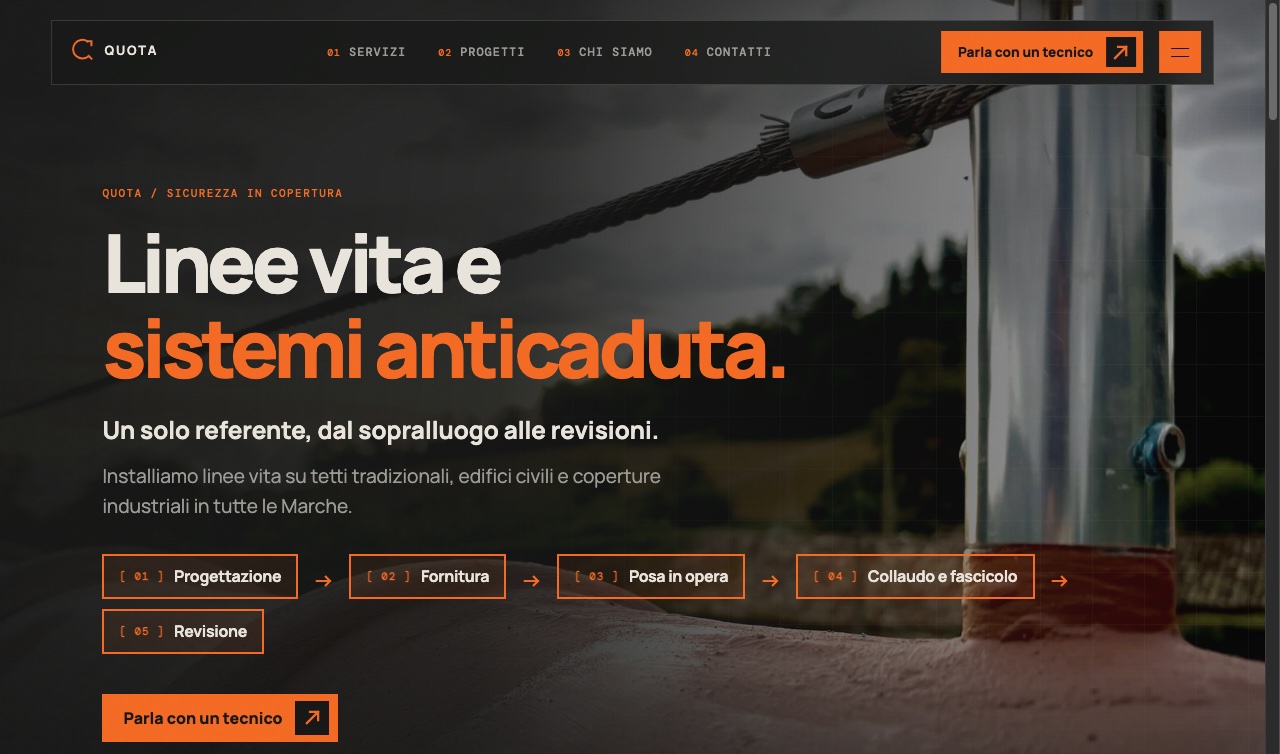 Schermata del sito Quota